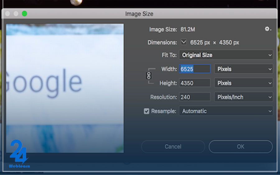 تغییر اندازه عکس در فتوشاپ با استفاده از گزینه Image Size