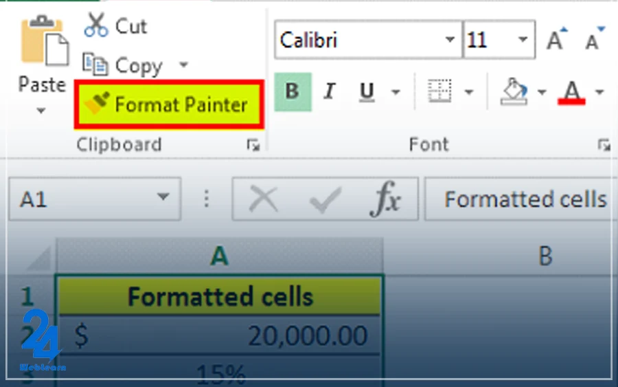 آموزش اکسل برای کارهای اداری: استفاده از ابزار format painter در اکسل